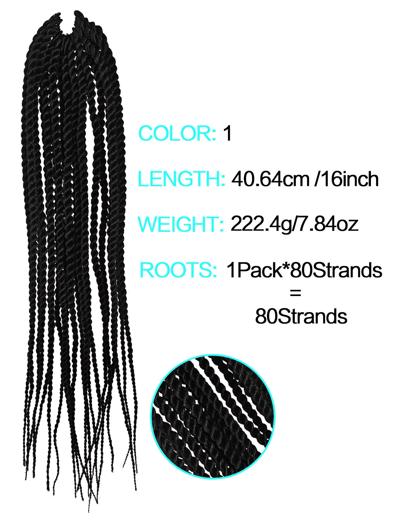 4X EZ Senegalese Twist Crochet Hair - 16 Inch Synthetic Box Braids in Black, Burgundy, and Brown