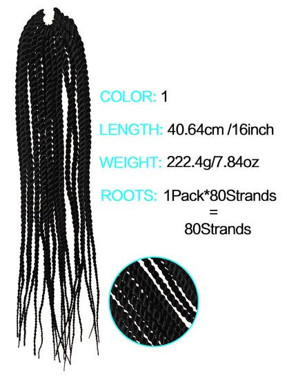 4X EZ Senegalese Twist Crochet Hair - 16 Inch Synthetic Box Braids in Black, Burgundy, and Brown