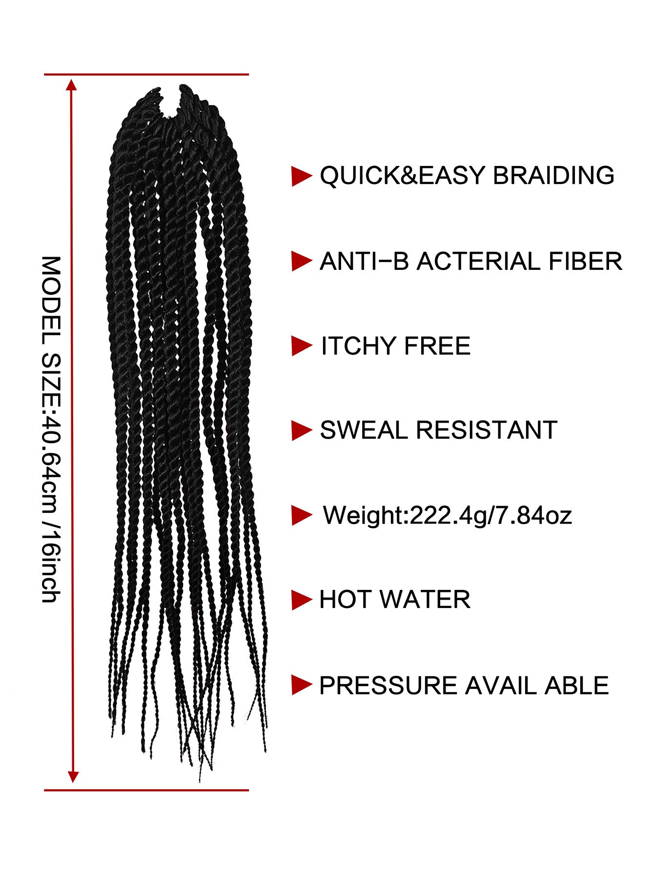 4X EZ Senegalese Twist Crochet Hair - 16 Inch Synthetic Box Braids in Black, Burgundy, and Brown