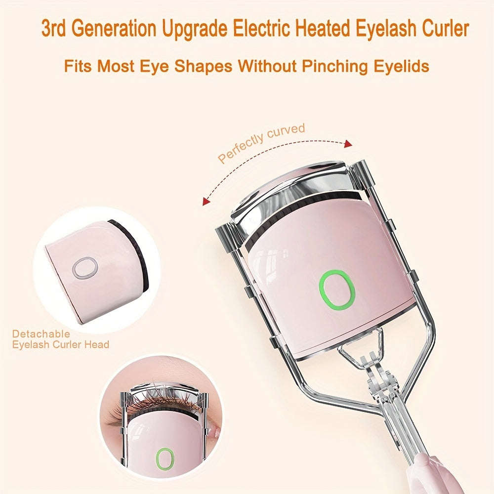 3-in-1 Heated Eyelash Curler - Rechargeable Electric Curler with 3 Heating Modes