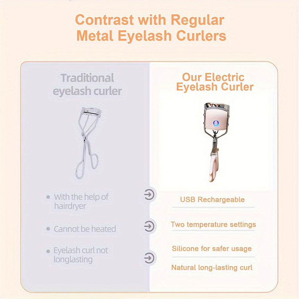 3-in-1 Heated Eyelash Curler - Rechargeable Electric Curler with 3 Heating Modes